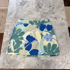 Ativa Blue and Green Floral golf skirts Sz 8 front pockets and zip up